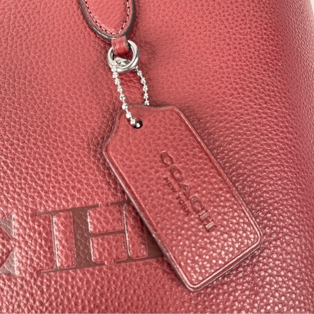 Coach Cameron Tote Embossed Pebbled Leather Wine Silver - Picture 7 of 17